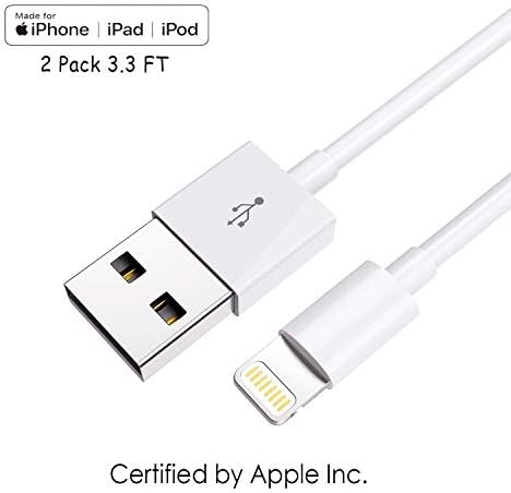 2 Pack Apple iPhone/iPad Charging/Charger Cord Lightning to USB Cable [Apple MFi Certified] for iPhone X/Xs/XR /8 /8Plus / 7/ 6s/ 6,iPad Pro/Air/Mini,iPod Touch (White 3.3FT/1M) Original Certified