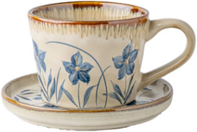 Medieval Ceramic Latte Art Cups Home Mugs Coffee Saucers Set