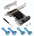 Ziyituod PCIe SATA Card, 4 Port with 4 SATA Cable, SATA Controller Expansion Card with Low Profile Bracket, Marvell 9215 Non-Raid, Boot as System Disk, Support 4 SATA 3.0 Devices(SA3014)