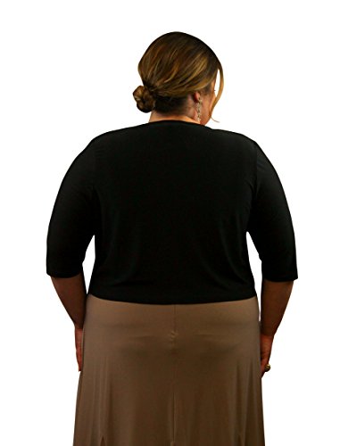 SleekTrends Womens Elbow Sleeve Plus Size Open Draped Front Bolero Jacket - Shrugs2