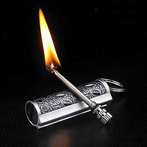 Hacoro Keychain Flint Metal Matchstick Fire Starter, Edc Refillable Lighter, Gift Ideas And Emergency Survival Gear (Glod + Silver) #TOP6