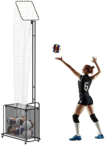 Volleyball Setter Training Equipment Setting Trainer Net with 5 Adjustable Angles & Heights, Indoor Outdoor Volleyball Practice Net System for Serving, Spiking and Setting, Black