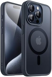 JETech Magnetyczna Etui dla iPhone 15 Pro 6,1 Cala Kompatybilny z MagSafe, Półprzezroczysta Matowe Tylna Szczupły Odporny na Wstrząsy Case (Czarny)