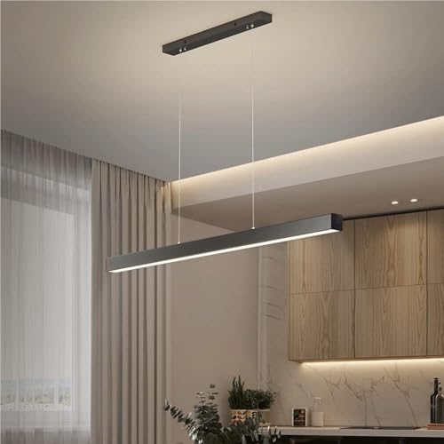 Lámpara colgante lineal negra de 80 cm que elimina sombras en tu cocina 6
