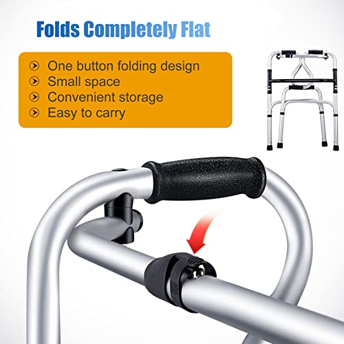 Folding Portable Standard Walker with Seat, No Wheels Compact Lightweight Medical Walking Aid for Hospital/Home, Adult Elderly Disabled Feito na China - Image 5