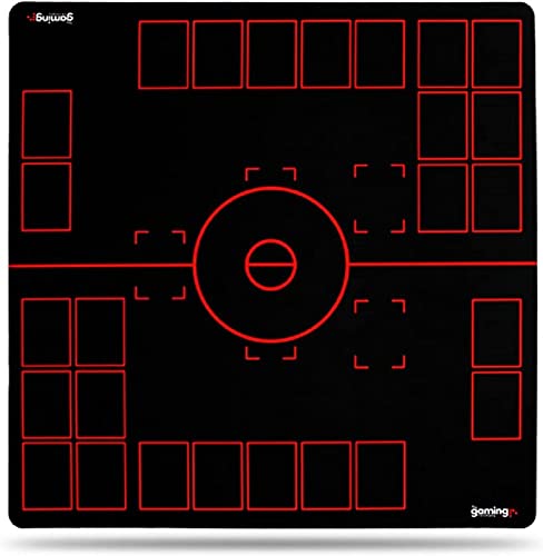 GMC Deluxe XL 2 Player Black & Red Gaming Mat Compatible with Pokemon Trading Card Game Stadium Board Playmat Compatible with Pokemon Trainers - Waterproof Card Gaming Mat Cover