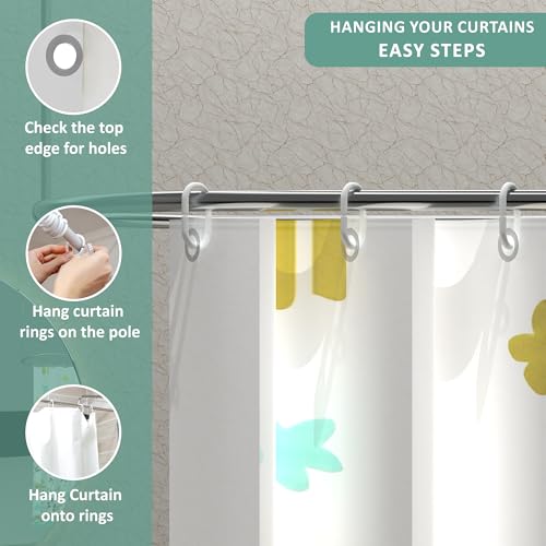 Image of Kuber Industries Pack of 5 Washable Bathroom Shower Curtain 6 Feet with 12 Plastic Hooks | Quick-Drying & Easy to Clean Washroom| JY-2-1 | Multicolor Leafs