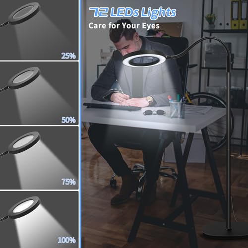 Nzqxjxz NZV461204LDFDJH1 10X 30X Floor Magnifying Glass With Light And Stand, 72 Led Floor Magnifying Lamp thumb #4