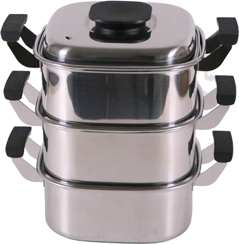 神子島製作所 桃印 18-0角型蒸器 3段24cmのサムネイル