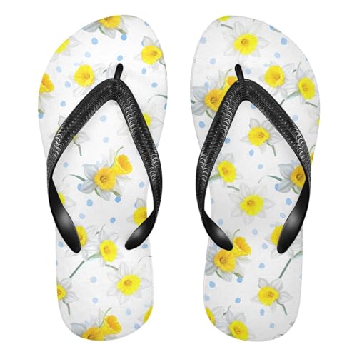 Flower Blue Dot Flip Flops for Beach Thong Sandals Anti-slip Lightweight Beach Slippers for Summer Outdoor Travel