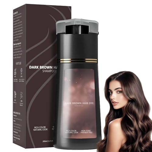 Hair Dye Shampoo Dark Brown Instant Dye Shampoo Hair Colour Shampoo for Grey Hair 3 in 1 Semi Permanent Hair Dye Anti Grey Temporary Hair Dye(Dark Brown)