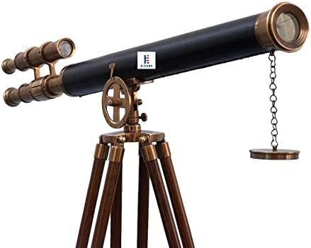 NauticalMart Floor Standing Brass Telescope Griffith Astro Antique Brass with Lether 50" - Decorative