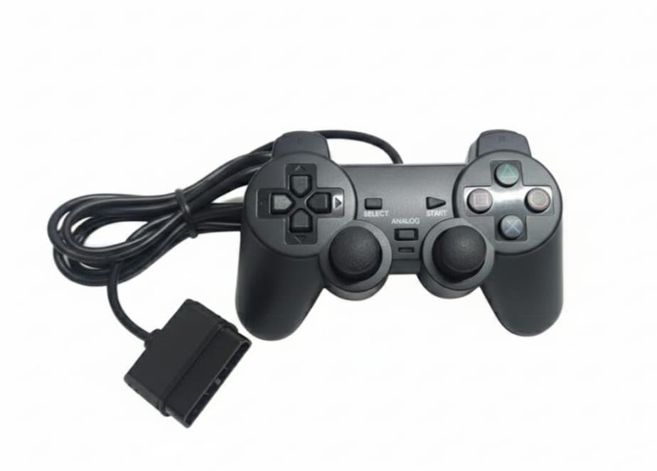 Image of Premium PS2 Compatible Wired Controller - High-Performance Gamepad for PlayStation 2 (All Models) Ergonomic Gamepad with Dual Vibration Feedback, Precision 360 Analog Sticks, Ergonomic Pro Grip - (Black)