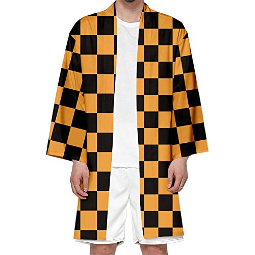 Image of Seidarise Men's Haori, Long Kimono Cardigan Jacket Japanese Style Flying Crane Seven Sleeves Open Front Coat