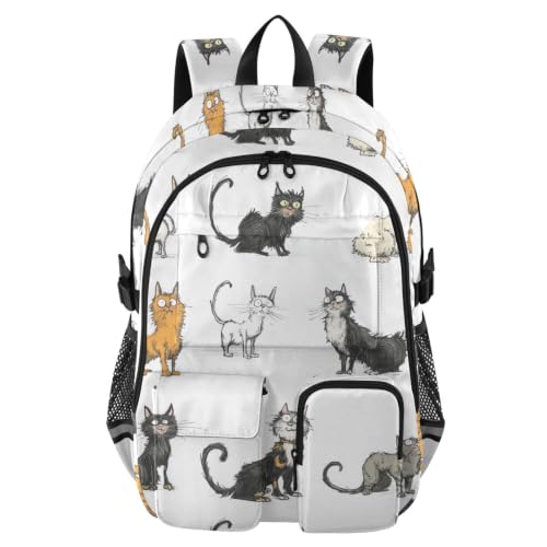 Mochila de viaje grande Selkirk Rexcats blanca escolar juvenil con dibujos
