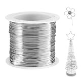 0,4mm x 100m Alambre Fino para Manualidades, Alambre Manualidades y Floristería, Hilo de Plata para Bricolaje y Manualidade, Fino Alambres para Manualidade Plata, para Joyas, Decoraciones, Flores