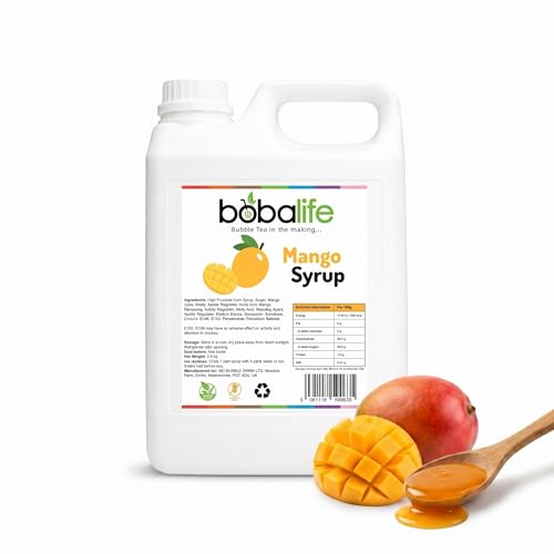 Bobalife Mango Bubble Tea Syrup 2.5kg Drink Flavouring Syrup for Bubble Tea Fruit Tea Cocktails Smoothies Slush & Desserts Vegan & Gluten Free