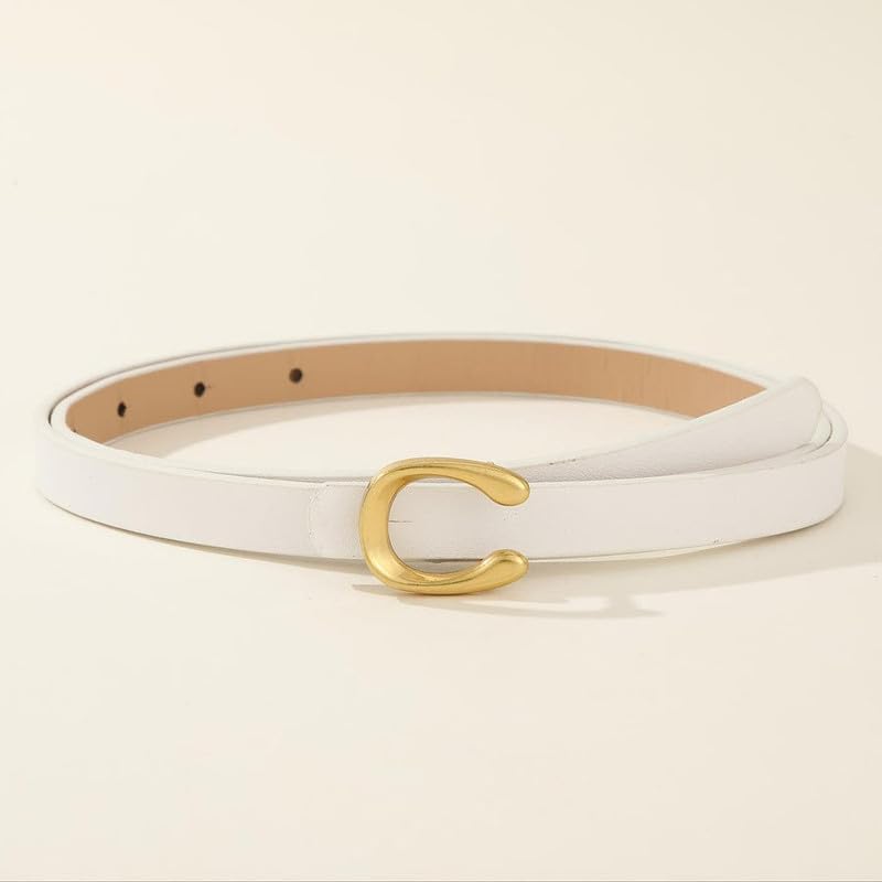 Stylish Women Leather Belt with Designer Metal Buckle | Adjustable Fashion Waist Belt for Jeans, Dresses & Casual Wear4002-WHITE-picture-18