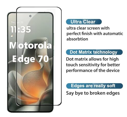 Image of Curved HD Tempered Glass Screen Protector Compatible for Moto Edge 70 5G with Edge to Edge coverage and Easy Installation kit