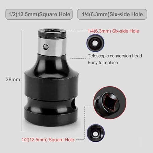 2 Stück Schlagschrauber Bit Adapter, Bithalter Stecknuss Adapter, 1/2 Auf 1/4 Zoll, Hochhärte Kohlenstoffstahl, Sicherheitsklemme, Multifunktionsadapter, Robust Und Langlebig, Einfache Installation