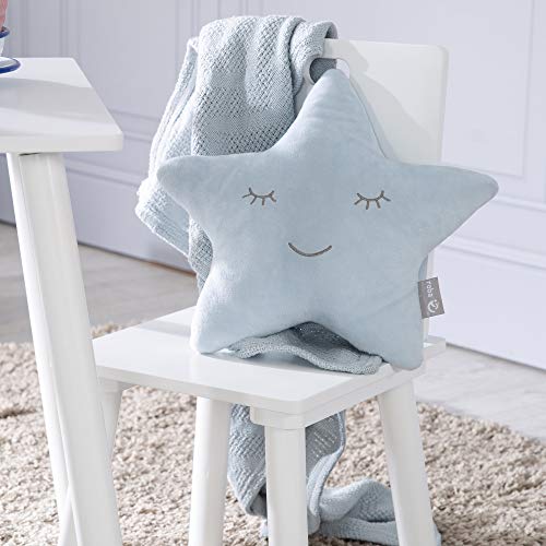 roba Kuschelkissen in Stern Form - roba Style - Flauschiges Deko Kissen für Baby & Kinderzimmer - für Mädchen & Jungen - Hellblau, 1 Stück (1er Pack)