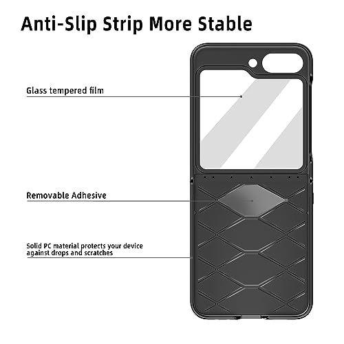 Image of BOUNCEBACK Vegan Leather Case /Cover with Rubber Hinge Cover for Samsung Galaxy Z Flip5 / Galaxy Flip 5 Case Cover - (Leather | Black)
