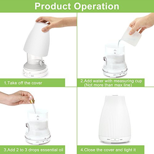 Essential Oil Diffuser,BAXIA TECHNOLOGY Upgraded 2nd Version Aromatherapy Diffuser with 8 LED Color Changing,Oil Diffuser with Waterless Auto Shut-Off for Home Bedroom Office Yoga Sparoom [2-Pack]
