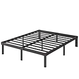 Viisari Queen Bed Frame 14 Inch Metal Heavy Duty Platform No Box Spring Needed Easy Assembly Noise Free Black
