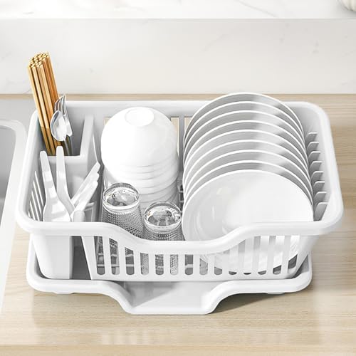 image for Noamus 2-Piece Plastic Dish Drying Rack, Heavy Duty Sink Set Dish Rack