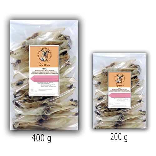 Spyrus Hasenohren ohne Fell Hunde Snack,Kaninchenohren ohne Fell,Naturprodukt für Hunde,Reich an Vitaminen & Mineralien|Snack für zwischendurch(200g)