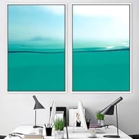 2 Piece Framed Canvas Wall Art Coastal Beach Canvas Prints Home Artwork Decoration for Living Room,Bedroom - 16