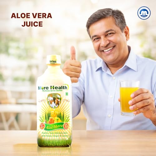 Image of Aloe More Aloe Vera Juice 500ml +100ml extra | Natural Detox Drink with Honey, Ginger & Lemon | Ayurvedic Health Drink for Glowing Skin & Healthy Hair| Improves Digestion & Detoxifies Body | Pack of 1