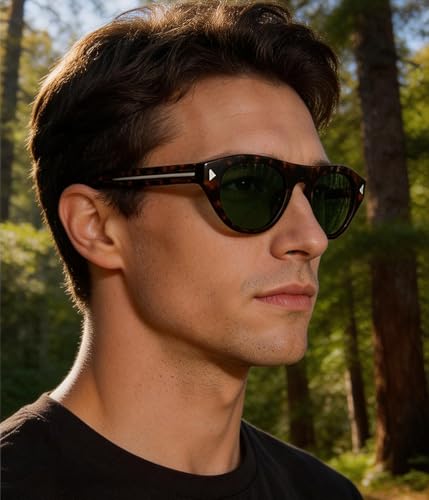 Image of EYLRIM Retro Oval Cat Eye Sunglasses for Women Men Trendy Flat Top Narrow Cateye Shades UV400 Protection