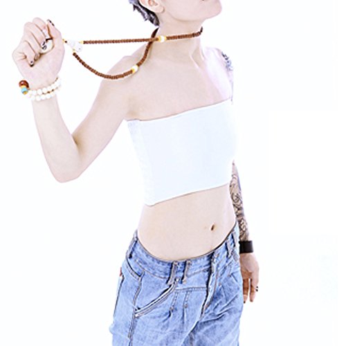 Vinaka Strapless Short Chest Binder Top for Tomboy Lesbian (XXL, White)