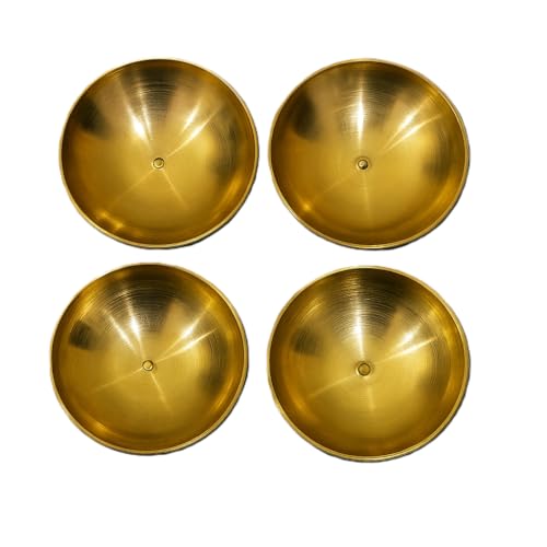 Image of NAVRANGINI Decorative Pure Brass Katori for Pooja, Festivals, Prasad & Desert | Small Multipurpose Prasadam Bowls for Pooja | Pooja Items Peetal Bowl, Pital Diya Chawal Kumkum Cups for Puja (Set of 4)