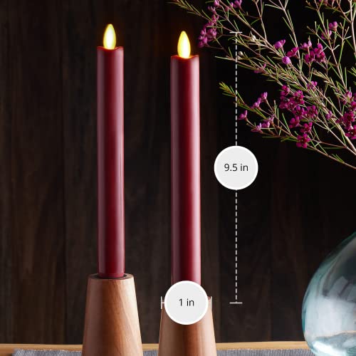 Image of Luminara - Flameless Battery Operated Taper Candle - Red - Pack of 2-1x9.75 - LED Flickering Flame - Realistic Safe for Home Kids and Pets