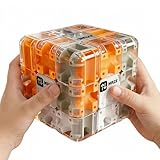 3D Rolling Ball Maze Cube & Marble Maze Puzzle - Large Labyrinth Brain Teaser Toy for Kids Ages 4-8, 8-12 & Adults. Challenging 3D Puzzle Game. Best Travel Birthday Gift (Orange Color)