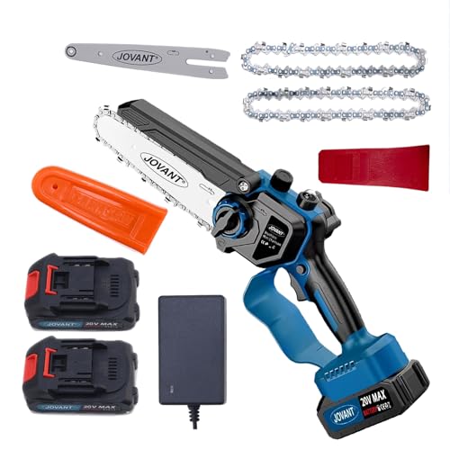 6 Inch Cordless Chainsaw Battery Powered Handheld Lightweight Tree Branches and Wood Pruning Power Tools, Portable Electric Mini Chain saw for Home, Garden and Outdoor use with 2 * 2000mAh Batteries