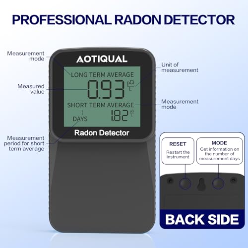 Digital Radon Detector LCD Display Dual USB Battery Power Options 3 Year Battery Life 10 Year Sensor Lifespan Accurate pCiL Concentration Detection for Home and Office Use - Image 5