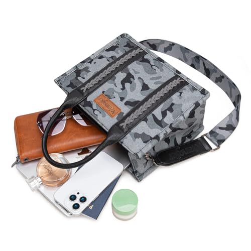 Image of Wrangler Tote Bag for Women Western Camo Pattern Canvas Crossbody bag Handbag Vintage Design