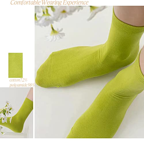 Solid Multi-Color Crew Socks For Women Cotton Athletic Socks,Womens Dress Socks,7PACKS4
