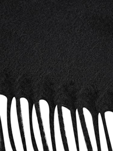 Sweatyrocks Women's Classic Plaid Print Fringe Hem Knitted Shawl Scarf Black One-Size #TOP2