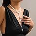 Pearl Necklaces for Women Pearl Y Lariat Necklace Long Pearl Bead Necklaces Adjustable Pearl Drop Necklace Trendy Fashion Jewelry (White)