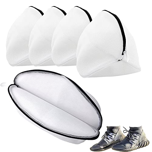 Lot de 4 Filet Lavage Chaussures Machine à Laver, Filet à Linge Sacs Chaussures Sac de lavage Rangement, Sac à Linge avec Fermeture éclair pour Proteger des Chaussures et Vetements Fragiles Cover