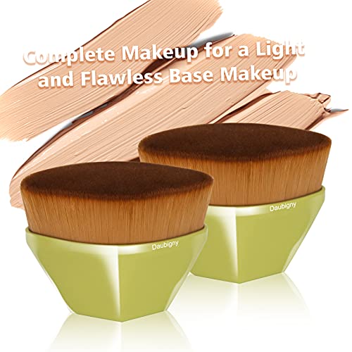 Image of Foundation Makeup Brush Flat Top Kabuki Hexagon Face Blush Liquid Powder Foundation Brush for Blending Liquid, Cream or Flawless Powder Cosmetics with Bonus Protective Case (Yellow)