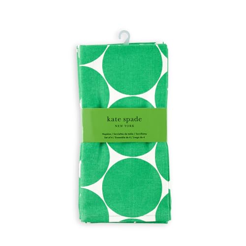 Image of kate spade new york Joy Dot Cloth Napkins 4-Pack Set, 100% Cotton, Machine Washable, Green /Cream, 20 inchx20 inch