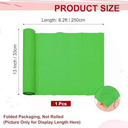 Image of MECCANIXITY Crepe Paper Roll 8.2ft Long 13 Inch Wide for Wedding Ceremony Various Large Festivals Decoration, Bright Green