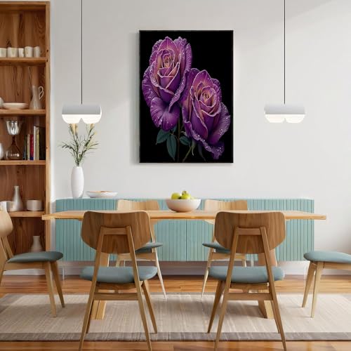 Lienzos decorativos de pared de 60x90cm con diseño de rosas realistas para dormitorios 4
