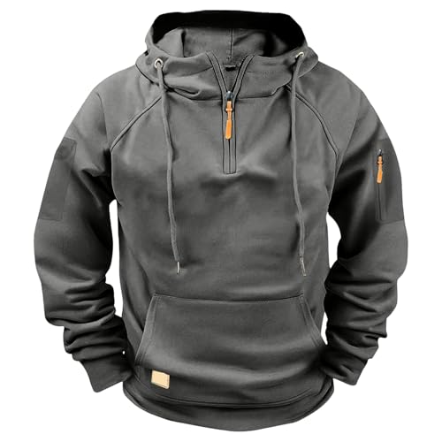 Mens Quarter Zip Up Hoodies Drawstring Long Sleeve Pullover Sweatshirts Tactical Hoodie Sweatshirt with Pocket2