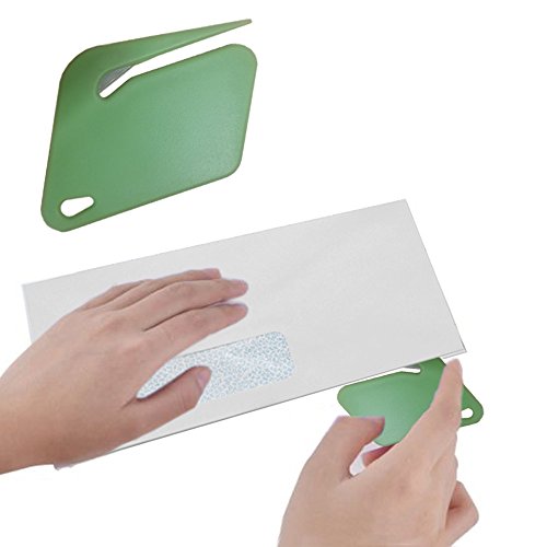 Plastic Letter Opener, Envelope Slitter With Concealed Steel Blade - Green - 9 Pack. By Mega Stationer #TOP2